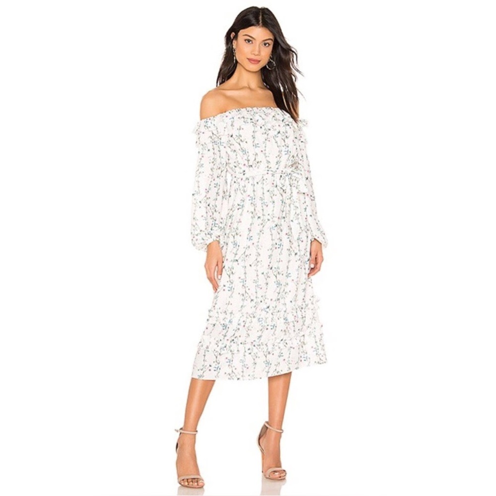 Revolve Tularosa Brooklyn Off-the-Shoulder Floral Ruffle
Midi Dress Size XL